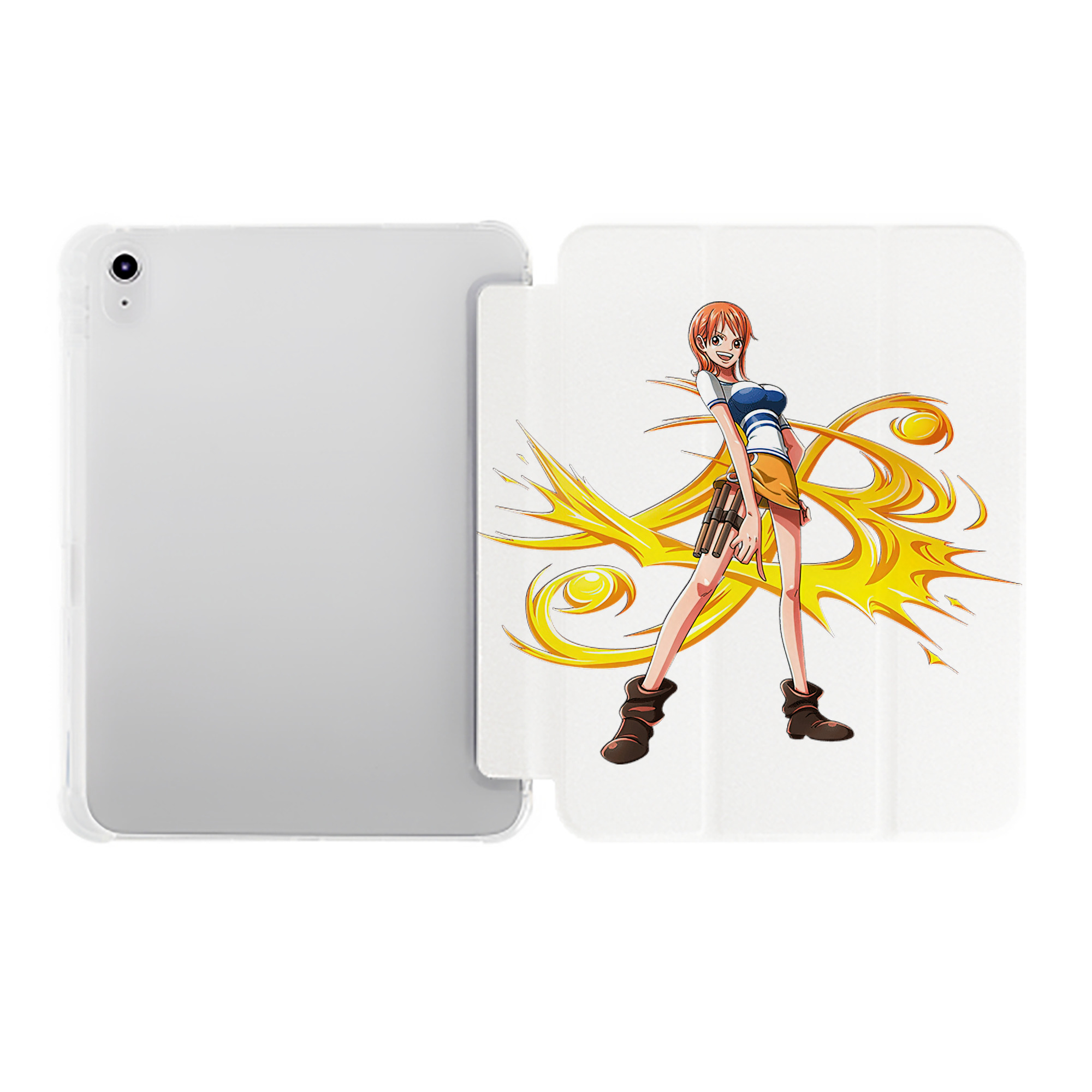（画像用） ワンピース ナミ ONE PIECE Nami IPad ケース ペン収納付き 三つ折りスタンド PUレザー×シリコン 対応機種9.5/10.5/10.9インチ